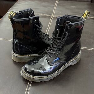 Dr. Martens Kids Glossy Black Boots